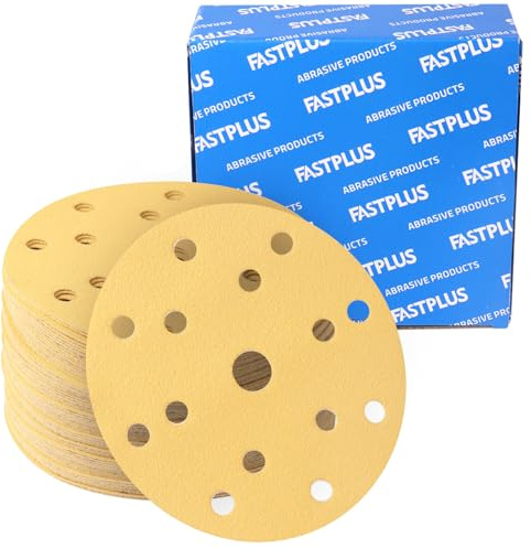 50Pcs Disques de ponçage, disque abrasif 150mm,15 trous, 6 pouces, disques abrasifs auto-agrippants en céramique,Grain 150 pour ponceuse orbitale aléatoire