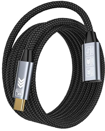 HOTUTUKI USB C Verlängerung Kabel 3 meter usb-c verlängerung buchse auf steckerUnterstützt usb c 3.2 verlängerung 20Gpbs/240W und 4K@60Hz Kompatibel Thunderbolt 4/3