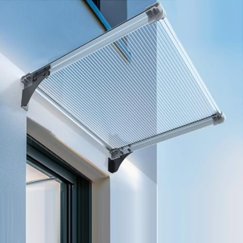 Außenfenster Gartenüberdachung Hohler Polycarbonat Pultvordach,Terrassenveranda UV-Schutz vor Regen und Schnee Haustürvordach,Wärmedämmung und Schallschutz Eingangsmarkise (50x180cm/20 x71)