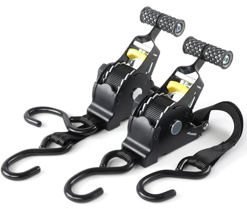 Putentfun 2 Stück Selbstaufrollende Spanngurte, Automatik Spanngurt mit S-Haken, 2.5cm x 3m (680kg Bruchfestigkeit),Einziehbare Spanngurte mit Ratsche für Motorrad, Kajak und LKW