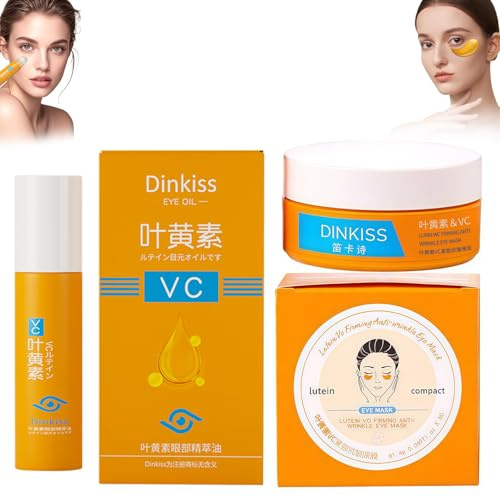 Parches Ojos Bolsas y Ojeras, Aceite Contorno de Ojos con Luteína VC, Máscara de OjoS con vitamina C y VC, Sérum Contorno de OjOs con Luteína, contra Bolsas y Ojeras, Mejora Arrugas