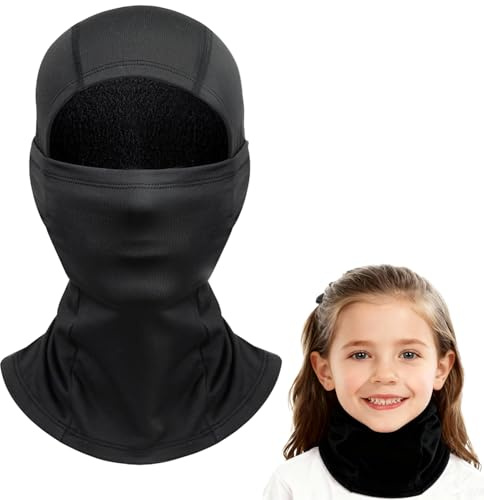 Werownsgso Barn balaclava vinter vindtät varm skidmask stormmask för pojkar flickor elasticitet ansiktsmask för utomhus cykel löpning, svart, one size