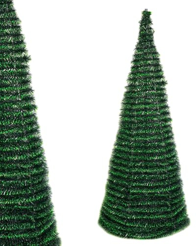 HORO.ES - Árbol de Navidad Plegable Negro Nieve Verde Pino Blanco Nieve tamaño 150CM - 180CM Árbol de Navidad Plegable Flocado predecoradas para el Hogar, Dormitorio, Comedor (Verde, 150CM)