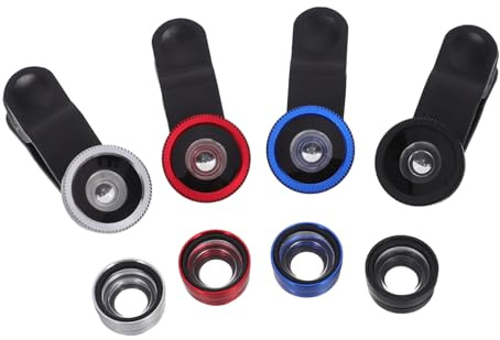 TEHAUX 4pezzi Obiettivo per Fotocamera del Telefono Clip Set di Lenti per Cellulare Lente Grandangolare Macro e Fisheye per Migliorare Scatti e Video Creativi Durante i Viaggi