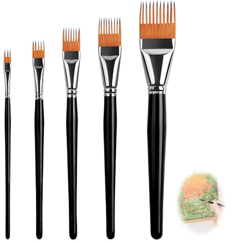 5PCS 5PCS Grainer Brush Set, Professional Flat Comb Brushes, Comb Artist Brush Set for Unique Texture Painting Perfect for Artists Acrylic, Watercolor and Oil, Crafting and Coloring, Comfortable Grip