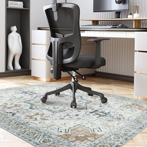 Famibay Bodenschutzmatte Bürostuhl 120x150cm Bürostuhl Unterlage Orange Boho rutschfeste Schreibtischstuhl Unterlage für Parkett Hartböden Tiles Hohe Dichte Waschbar Kratzfest