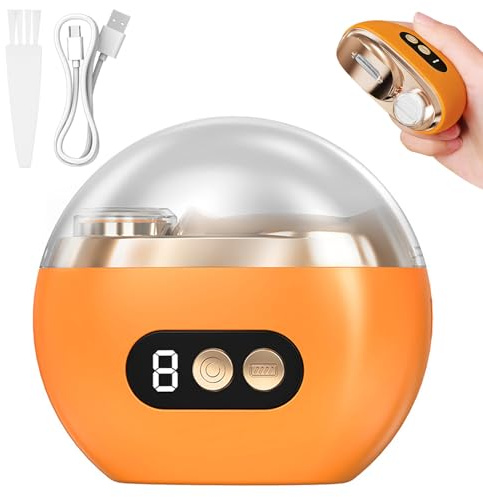 Elektrischer Nagelknipser, 2025 Neu 3 in 1 Multi-functional Electric Nail Trimmer,Elektrische Nagelfeile Polieren mit LED 3 Gesch,Ultraleise Electric Nail Clippers für Kinder Erwachsene (Orange)