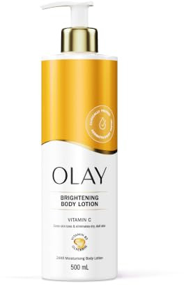 Olay Vitamin C Brightening Body Lotion, 24HR Moisturising Cream for Full Body Skin Care, Evens Skin Tone, with Vitamin C, Vitamin B5 B3, Glycerin, Smooth and Moisturised Skin, No Greasy Residue, 500ml