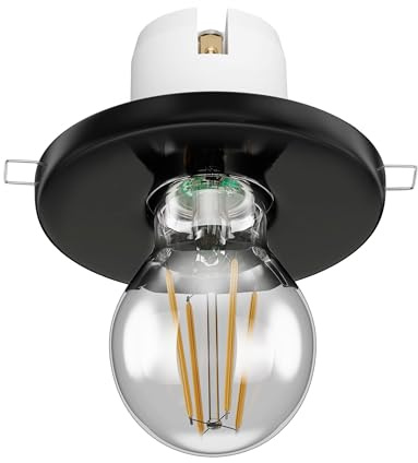ledscom.de Porzellan Decken-Einbauleuchte TELA, schwarz, inkl. E27 LED Lampe, Rauchglas 370lm, extra-warmweiß