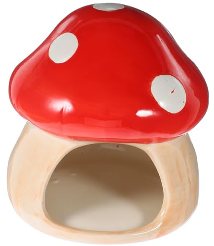 SOLUSTRE Keramik Hamsterversteck Pilzform Kühlnest Haustier Hamsterhaus Robustes Keramikmaterial Rückzugsort für Kleintiere Sommer Hamsterhütte