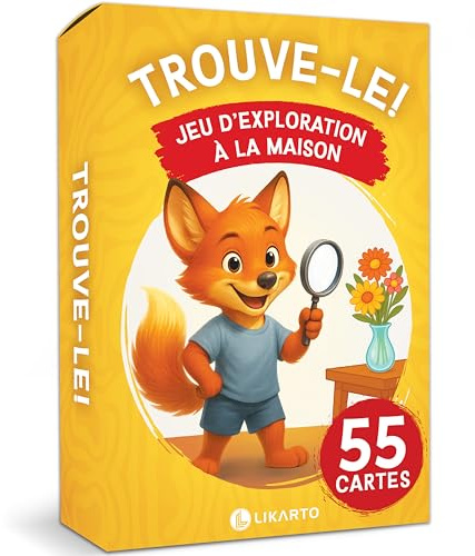 LIKARTO Trouve-Le! – Cartes d’Exploration pour Enfants à la Maison – 55 Cartes pour Jouer & découvrir Son Environnement – Jeux dès 4, 5, 6, 7, 8, 9 Ans – Jeu éducatif à la Maison