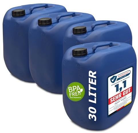 plasteo Bidón de agua para bebidas de 30 litros con tapa de rosca (DIN 61), sin BPA, apto para alimentos, portátil y resistente, fabricado en la UE, color azul