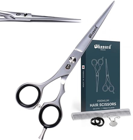 Blizzard Professionelle Friseurschere, japanische 420-Stahl-Haarschere für Männer und Frauen, 15 cm, rasiermesserscharfe Haarschneideschere für Friseure, Salongebrauch und Barttrimmen, Friseur-Set mit