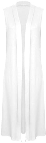 LUXE FASHION Womens Sleeveless Maxi Long Length Boyfriend Cardigan Collared Top Long Floaty Duster Jacket Coat Blazer Waistcoat Sleeveless Women's Cardigans Open Collared Long Boyfriend Cardigans