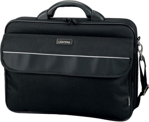 Lightpak Laptoptasche Elite S für 15 Zoll Notebooks, Umhängetasche aus Polyester mit Organizer-Fach Koffer, 38 cm, 10 Liter, Schwarz
