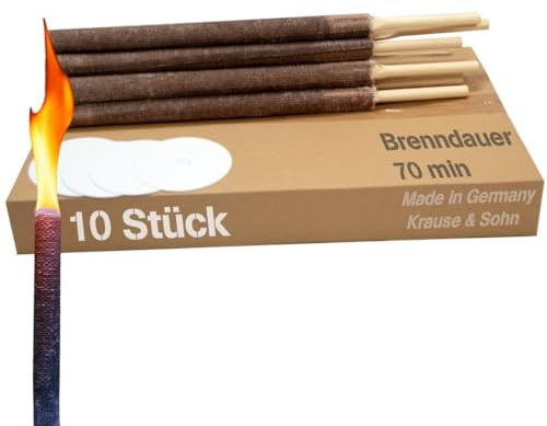 Krause & Sohn Fackel Hochwertige 70 Min. Brennzeit - Top Qualitätsfackel - Made in Germany - Wachsfackel