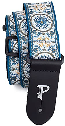 Perri's Leathers Ltd. - Gitarrengurt - Nylon - Jacquard - The Hope Collection - Mandala - Blau - Einstellbar - Für Akustik-/Bass-/Elektrogitarren - Hergestellt in Kanada (TWS-6806)