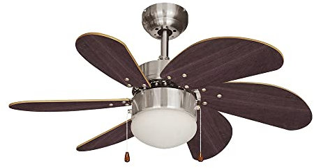 EDM 33984 Ventilador de Techo Modelo Aral 50W, Niquel Satinado, 76 cm