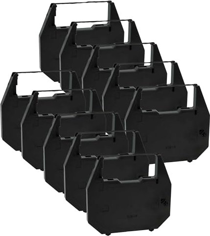 vhbw 10x Farbband Schriftband kompatibel mit Butec 1001, 1005, 3000, 2000, 2002, 250 E, 12, 4000, 4004 Nadeldrucker, Bondrucker - Schwarz