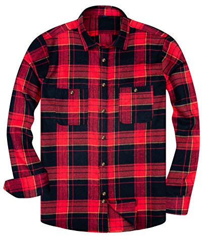 Alimens & Gentle Men's Button Down Regular Fit Long Sleeve Plaid Flannel Casual Shirts