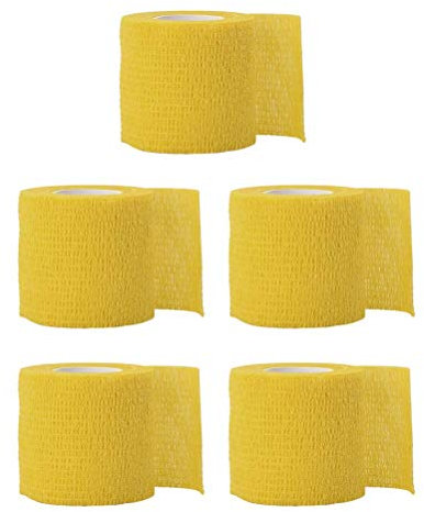 SUPVOX Cinta Adhesiva MéDica Autoadhesiva Amarilla 5 Piezas Vendaje EláStico No Tejido Para Primeros Auxilios Y Deporte