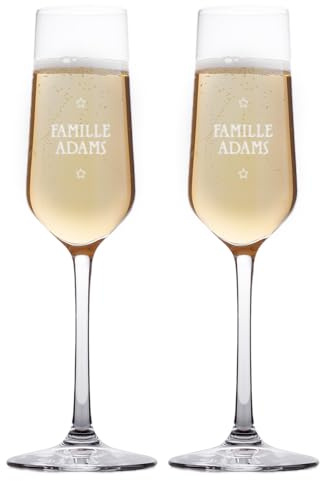 CADEAUX.COM Lot de 2 Flûtes à Champagne Personnalisables - Famille - Cadeau d'anniversaire, Cadeau de Mariage, Cadeaux de Noël