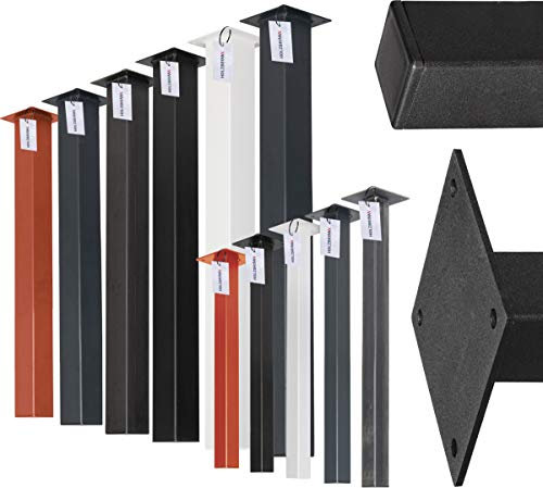 HOLZBRINK Tischbein Eckig, Quadratrohr 40x40 mm, Höhe 90 cm, Schwarz, 1 Stück, HLT-14A-F-90-9005