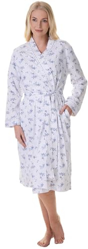 Camille Women's 100% Cotton Dressing Gown In Floral Print - Lightweight & Breathable Design With Tie Belt Fastening