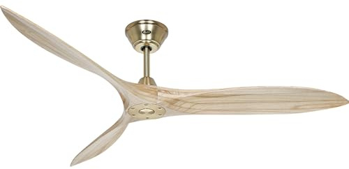 Energiespar Deckenventilator mit Fernbedienung Eco Airscrew 152 cm Messing gebürstet / Holz Natur