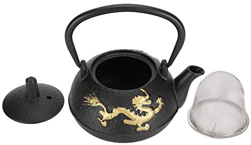 Théière en fonte japonaise avec infuseur, bouilloire à thé japonaise pour la cuisine, style dragon doré