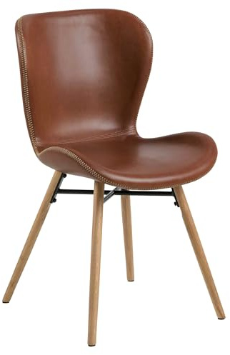 Kunstlederstuhl Tilda mit schrägen Beinen - cognac/Eiche