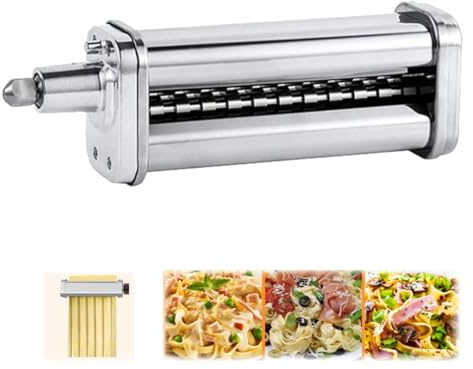 Tissting Nudelaufsatz für Küchenmaschine, Edelstahl Pasta-Zubehör Set mit Nudelroller und Spaghettischneider für frische Pasta, 3-teilig für Familien und Feinschmecker