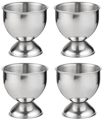 Binnan 4 Piezas Hueveras Acero Inoxidable, Huevos Taza, Bandeja para Huevos para Duros y Blandos Huevos Hervidos