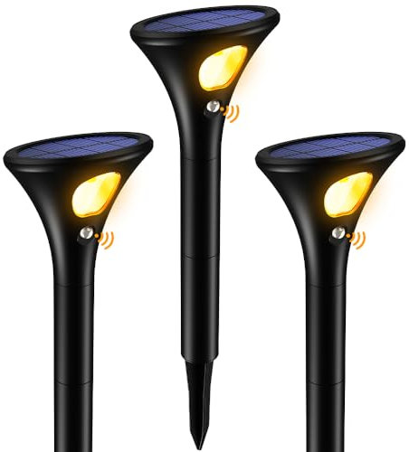 Ainostone Solarlampen mit Bewegungsmelder Außen 3 Stück Solarleuchten 1500mAh LED Solarstrahler Super Hell Warmweiß Auto Ein/Aus IP65 Wasserdicht für Garten Garage Terrasse Weg Einfahrt Terrasse