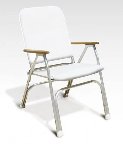 PONTTOR Forma Marine - klappbarer Deckstuhl aus Aluminium mit hoher Rücklehne und Teak Armlehnen Farbe Weiss