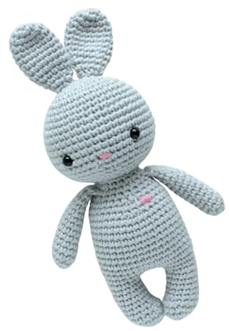 Häkelhase Mini Amigurumi aus Baumwolle Hellgrau