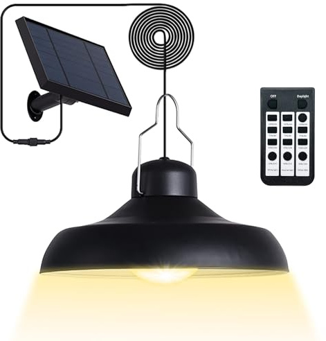 Luci solari da esterno - Luci a sospensione per interni 3000K|4500K|6500K| con telecomando Luci solari da esterno IP65 Impermeabili per interni per gazebo, giardino, accessori da campeggio, veranda