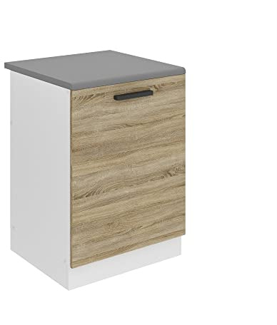 Belini Spülenschrank SDZ 60 cm, mit Arbeitsplatte, Sonoma-Eiche | Unterschrank Küche, Spülenunterschrank, Küchenunterschrank Breite, mit 1 Tür