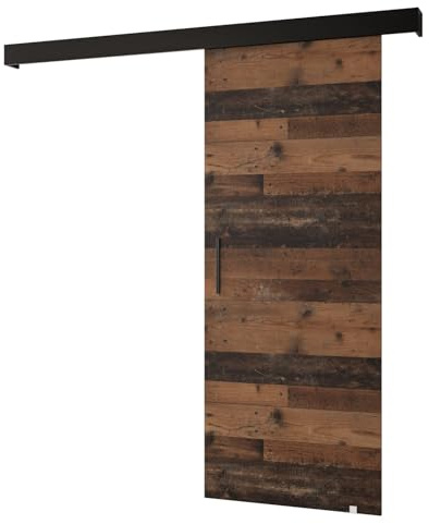 ABIKSMEBLE Salwador 1 Système de Porte Coulissante avec Un Cache Rail - Portes Coulissantes Murales Intérieures - Portes de Grenier Encastrées - Construction Solide - 90 x 204 cm - Old Style