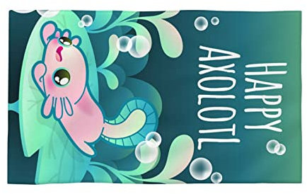 AOOEDM Happy Axolotl Handtuch 16 x 27,5 Zoll Baumwolle Handtücher weich personalisierte Muster Waschlappen für Badezimmer/Strand/Küche/Fitnessstudio/Camping/Reisen