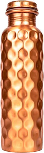 Zap Impex Kupferflasche zum Wassertrinken Ayurvedische Gesundheitsvorteile Wasserflasche mit Rautenmuster (1 Flasche)