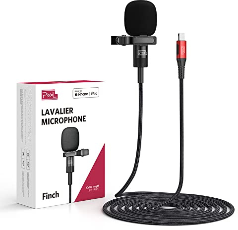Pixel Lavalier Ansteckmikrofon für iPhone iPad, Omnidirektionales Kondensator-Lav-Mikrofon zum Anklemmen für Vlog, Interview, YouTube, passend für Lightning-Geräte, Apple-MFi-Zertifiziert (1,5 m)