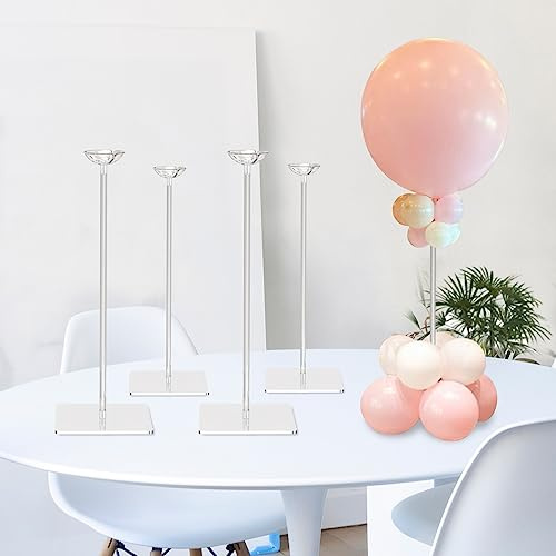 TEKXYZ Supporto Per Palloncini In Acrilico Trasparente Alto 40CM Per Decorazione Da Tavolo Con Palloncini - Set Da 4