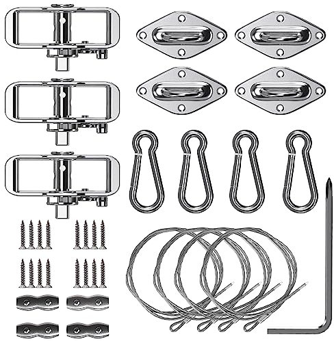 Goleray Kit hardware per tende parasole, kit di installazione per vela rettangolare con filo in acciaio inossidabile lungo 61 cm per cortile, patio, giardino