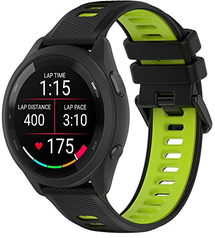 SMYAOSI Armband für Garmin Forerunner 265S,18mm Breite Silikon Ersatzarmbänder für Garmin Vivomove 3s/Move 3S/Vivoactive 4s/Active S/Venu 2S/Garmin Move 3S (Schwarz Grün)