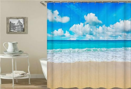 Syiboo Duschvorhang Bai Yunhai 90x240cm Duschvorhäng Anti Schimmel,Wasserabweisend Stoff Duschrollo Waschbar,3D Draussen Bad Vorhang Schnell Trocknend,Badewanne Badezimmer Decor Vorhänge