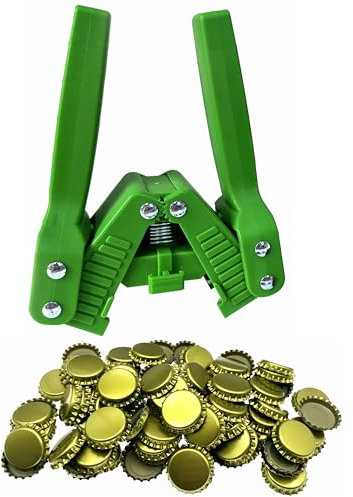 WENNING Manual Beer Bottle Capper Tool with 150 count Beer Bottle Caps,26mm Beer Corking Machine for Home Brewing (GREEN)