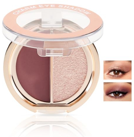 Boobeen Doppel Farbe Lidschatten Palette, Matte & Shimmer Metall Lidschatten Pulver, Farbe Lidschatten mischbar, Ultra Pigment lang anhaltende Augen Make-up Palette