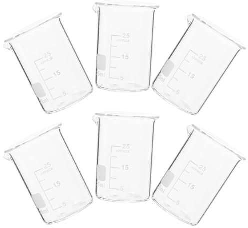 DIYEAH Messbecher Aus Glas 6 Stück Messbecher Aus Glas 10 Ml 25 Ml 50 Ml Aus Laborwaren