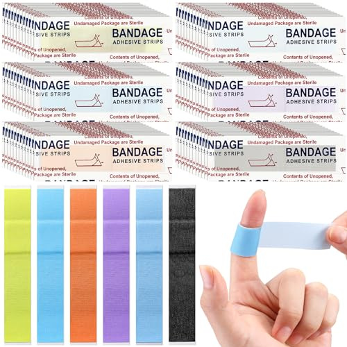 Threlaco 120 Pcs Extra Long Flexible Fabric Bandages, 4.75 x 0.75 Inch Adhesive Strip Non Latex Finger Bandages for Oversized Hands and Feet, Construction Workers Carpenters(Colorful)